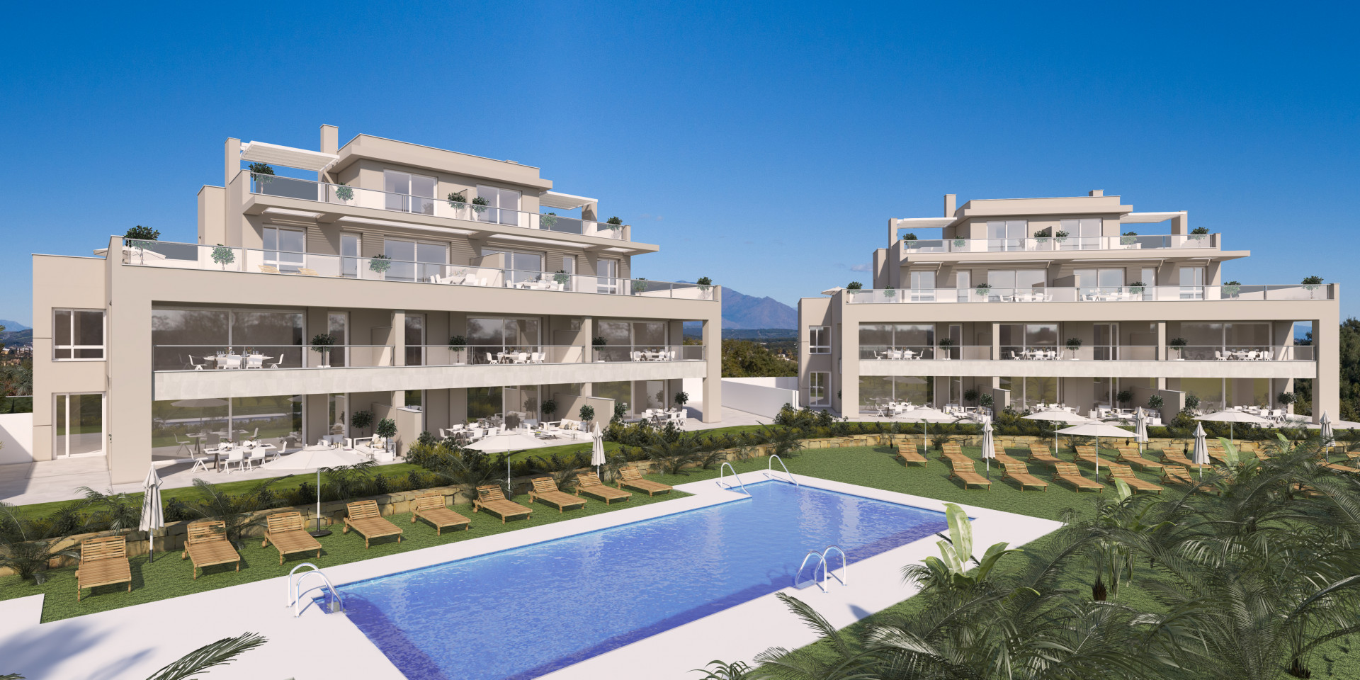 Emerald Greens: Mediterranean style apartments and penthouses frontline golf in San Roque Club.