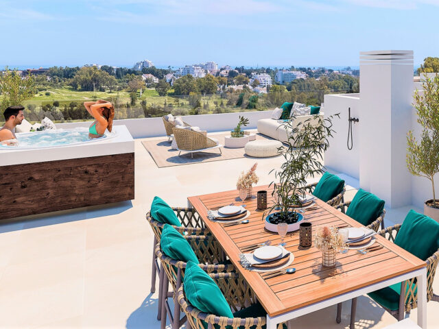 Stylish new two bedroom duplex penthouse in exclusive residential in Atalaya, Estepona.