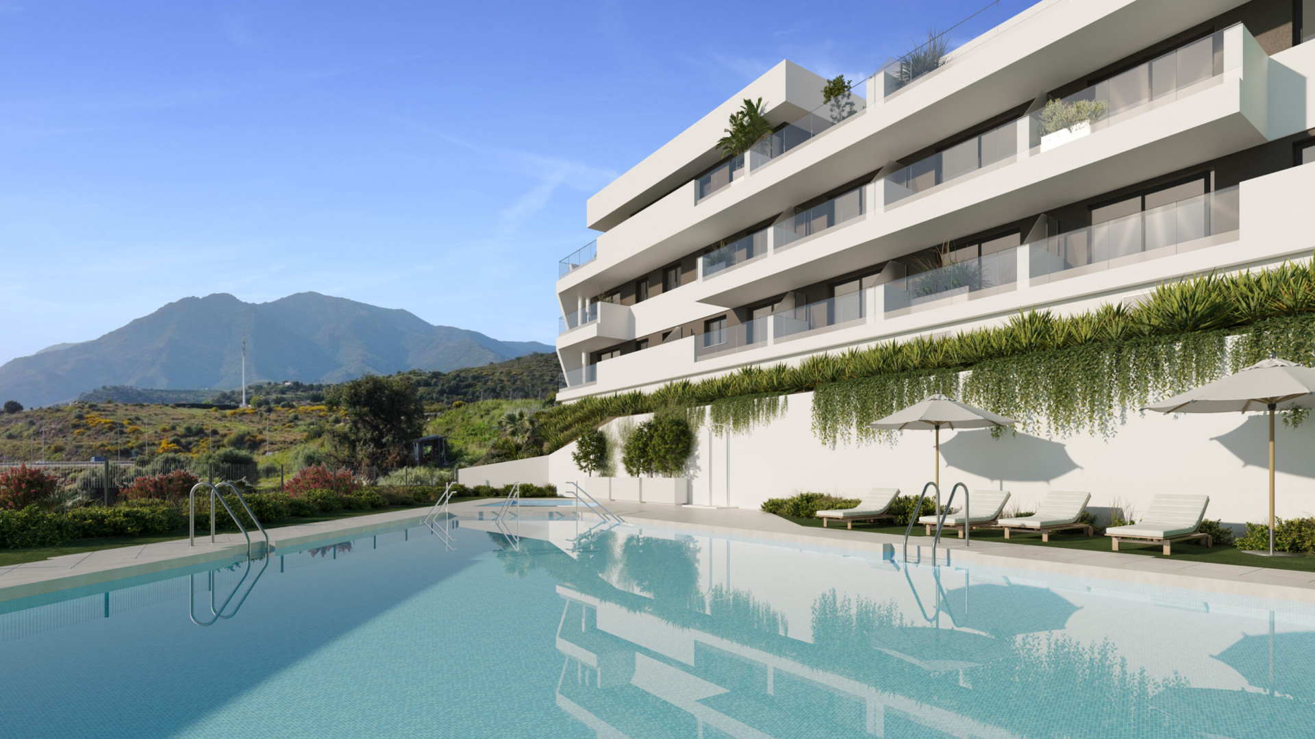 Modern newly built flat with four bedrooms in Estepona.