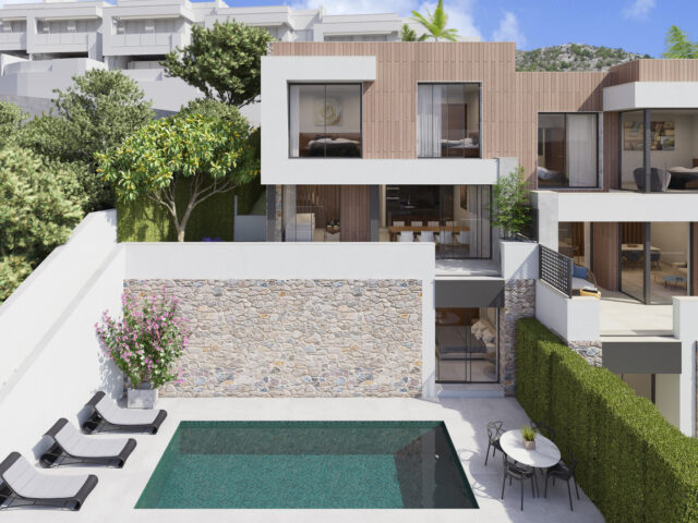 Brand new four bedroom townhouse with sea views located in Mijas Costa.