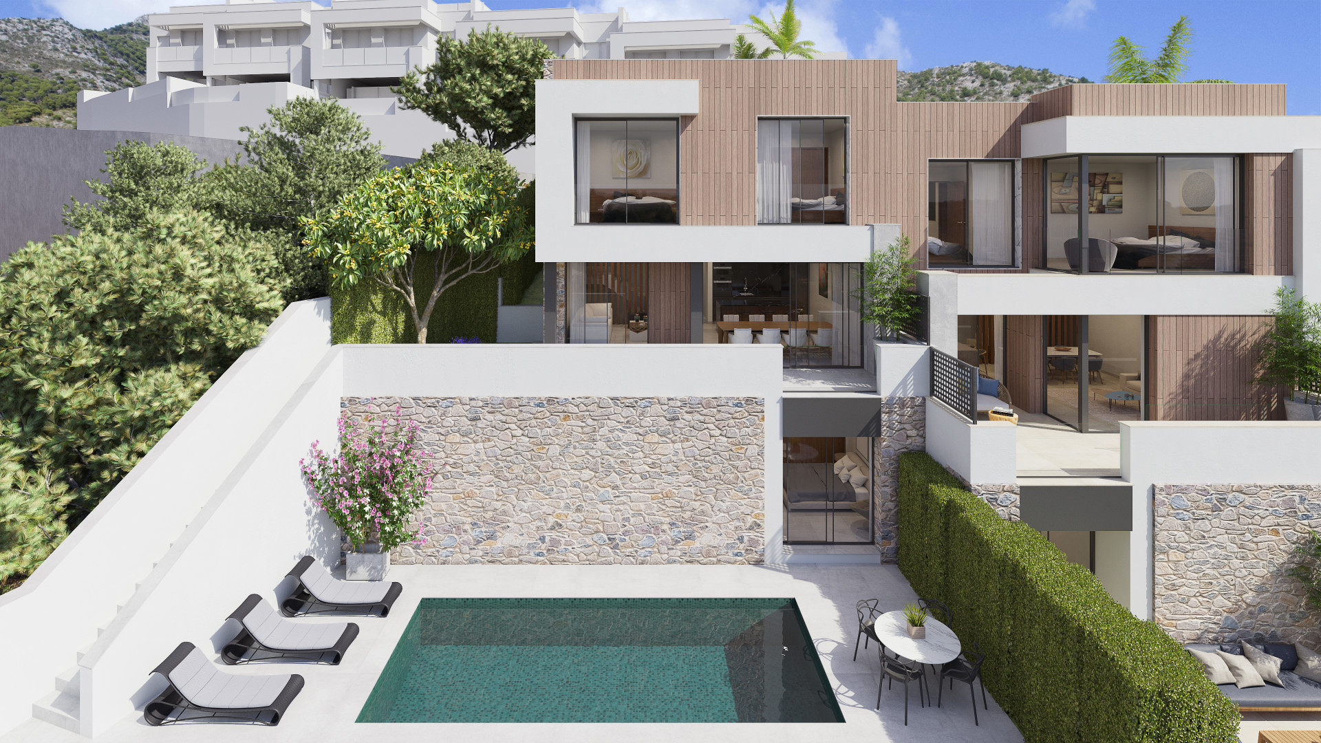 Brand new four bedroom townhouse with sea views located in Mijas Costa.