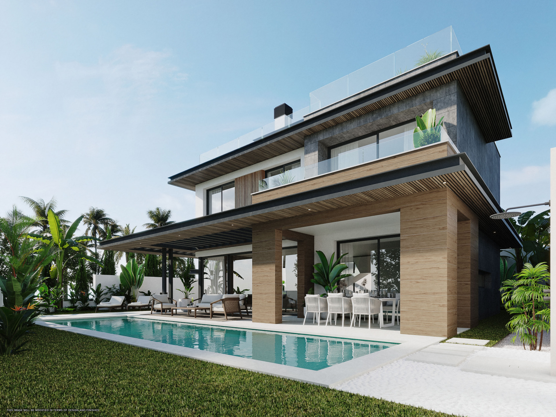 New luxury villa with solarium and private pool with sea views in La Cala de Mijas.