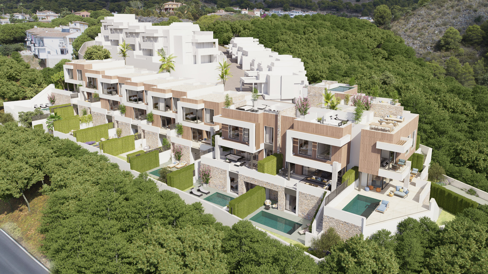 Buenavista Views: Development of 32 semi-detached villas with sea views located in Mijas Costa.